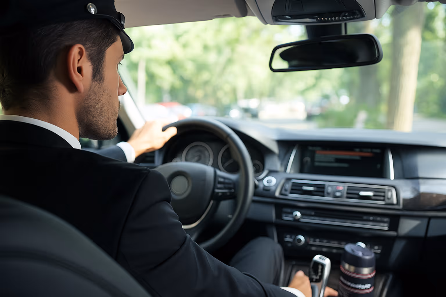 Professional driver ready for an airport transfer.